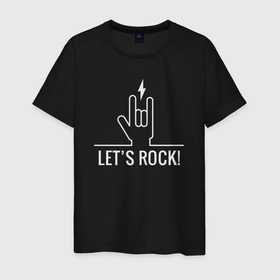 Мужская футболка хлопок с принтом Lets rock energy в Белгороде, 100% хлопок | прямой крой, круглый вырез горловины, длина до линии бедер, слегка спущенное плечо. | 