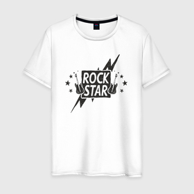 Мужская футболка хлопок с принтом Рокер звезда в Белгороде, 100% хлопок | прямой крой, круглый вырез горловины, длина до линии бедер, слегка спущенное плечо. | Тематика изображения на принте: 