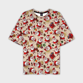 Мужская футболка oversize 3D с принтом Маленькие Деды Морозы в Петрозаводске,  |  | Тематика изображения на принте: 