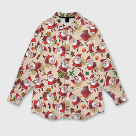 Мужская рубашка oversize 3D с принтом Маленькие Деды Морозы в Петрозаводске,  |  | Тематика изображения на принте: 