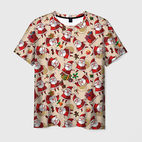 Мужская футболка 3D с принтом Маленькие Деды Морозы в Петрозаводске, 100% полиэфир | прямой крой, круглый вырез горловины, длина до линии бедер | 