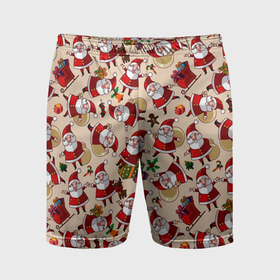 Мужские шорты спортивные с принтом Маленькие Деды Морозы в Петрозаводске,  |  | Тематика изображения на принте: 