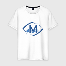 Мужская футболка хлопок с принтом Эмблема М в Новосибирске, 100% хлопок | прямой крой, круглый вырез горловины, длина до линии бедер, слегка спущенное плечо. | 