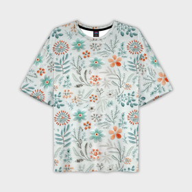 Мужская футболка oversize 3D с принтом Текстура вышитый цветочный узор   паттерн в Тюмени,  |  | 