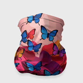 Бандана-труба 3D с принтом Разноцветные бабочки   розовые цветы , 100% полиэстер, ткань с особыми свойствами — Activecool | плотность 150‒180 г/м2; хорошо тянется, но сохраняет форму | 
