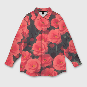 Мужская рубашка oversize 3D с принтом Маковое поле с красными цветочками в Тюмени,  |  | Тематика изображения на принте: 