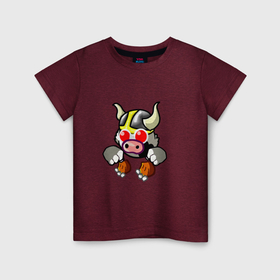 Детская футболка хлопок с принтом Бык Лойд Chicken Gun , 100% хлопок | круглый вырез горловины, полуприлегающий силуэт, длина до линии бедер | 