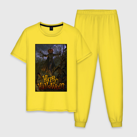 Мужская пижама хлопок с принтом Scarecrow monster в Белгороде, 100% хлопок | брюки и футболка прямого кроя, без карманов, на брюках мягкая резинка на поясе и по низу штанин
 | 