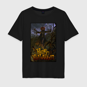 Мужская футболка хлопок Oversize с принтом Scarecrow monster в Белгороде, 100% хлопок | свободный крой, круглый ворот, “спинка” длиннее передней части | 