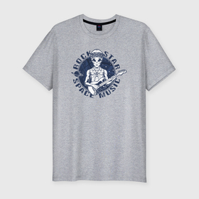Мужская футболка хлопок Slim с принтом Rock star space music в Курске, 92% хлопок, 8% лайкра | приталенный силуэт, круглый вырез ворота, длина до линии бедра, короткий рукав | 