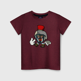 Детская футболка хлопок с принтом Спартанец Чикен Ган в Екатеринбурге, 100% хлопок | круглый вырез горловины, полуприлегающий силуэт, длина до линии бедер | 