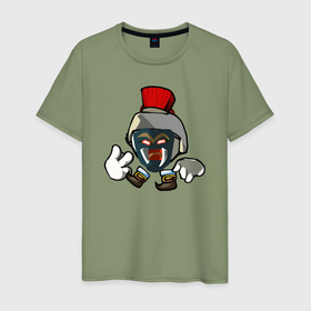 Мужская футболка хлопок с принтом Спартанец Чикен Ган в Тюмени, 100% хлопок | прямой крой, круглый вырез горловины, длина до линии бедер, слегка спущенное плечо. | Тематика изображения на принте: 