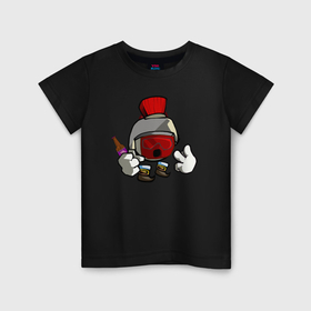 Детская футболка хлопок с принтом Спартанец Chicken Gun в Курске, 100% хлопок | круглый вырез горловины, полуприлегающий силуэт, длина до линии бедер | 