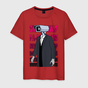 Мужская футболка хлопок с принтом Skibidi   camera man в Белгороде, 100% хлопок | прямой крой, круглый вырез горловины, длина до линии бедер, слегка спущенное плечо. | 