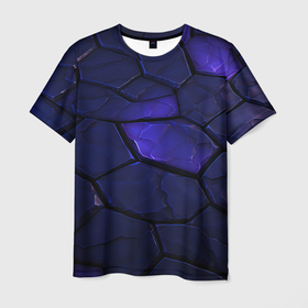 Мужская футболка 3D с принтом Темные фиолетовые  плиты , 100% полиэфир | прямой крой, круглый вырез горловины, длина до линии бедер | 