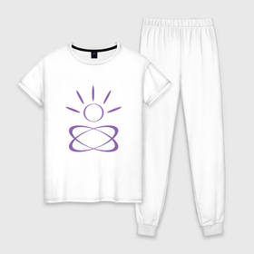 Женская пижама хлопок с принтом Символ медитации в Петрозаводске, 100% хлопок | брюки и футболка прямого кроя, без карманов, на брюках мягкая резинка на поясе и по низу штанин | 