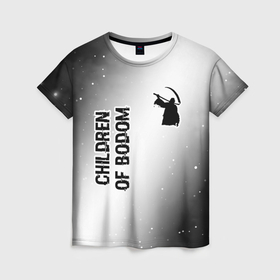 Женская футболка 3D с принтом Children of Bodom glitch на светлом фоне вертикально в Петрозаводске, 100% полиэфир ( синтетическое хлопкоподобное полотно) | прямой крой, круглый вырез горловины, длина до линии бедер | Тематика изображения на принте: 