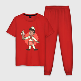 Мужская пижама хлопок с принтом Мороженщик в Белгороде, 100% хлопок | брюки и футболка прямого кроя, без карманов, на брюках мягкая резинка на поясе и по низу штанин
 | 