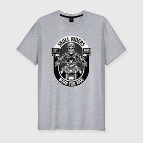 Мужская футболка хлопок Slim с принтом Skull riders в Екатеринбурге, 92% хлопок, 8% лайкра | приталенный силуэт, круглый вырез ворота, длина до линии бедра, короткий рукав | 