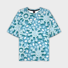 Мужская футболка oversize 3D с принтом Новогодние или рождественские снежинки в Екатеринбурге,  |  | Тематика изображения на принте: 