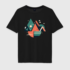 Мужская футболка хлопок Oversize с принтом Абстракция треугольник в Курске, 100% хлопок | свободный крой, круглый ворот, “спинка” длиннее передней части | 