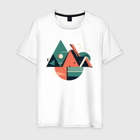 Мужская футболка хлопок с принтом Абстракция треугольник в Санкт-Петербурге, 100% хлопок | прямой крой, круглый вырез горловины, длина до линии бедер, слегка спущенное плечо. | Тематика изображения на принте: 