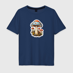 Мужская футболка хлопок Oversize с принтом Сказочный гриб мухомор в Петрозаводске, 100% хлопок | свободный крой, круглый ворот, “спинка” длиннее передней части | 