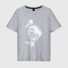 Мужская футболка хлопок Oversize с принтом Любопытный ленивец в Петрозаводске, 100% хлопок | свободный крой, круглый ворот, “спинка” длиннее передней части | Тематика изображения на принте: 