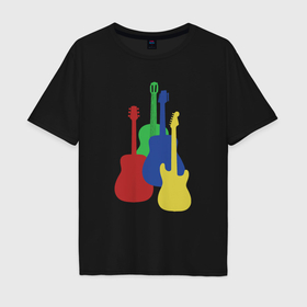 Мужская футболка хлопок Oversize с принтом Цветные мелодии в Петрозаводске, 100% хлопок | свободный крой, круглый ворот, “спинка” длиннее передней части | 