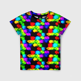 Детская футболка 3D с принтом Geometry Dash gradient colors light в Белгороде, 100% гипоаллергенный полиэфир | прямой крой, круглый вырез горловины, длина до линии бедер, чуть спущенное плечо, ткань немного тянется | 