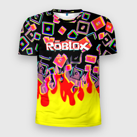 Мужская футболка 3D Slim с принтом Roblox glitch game в Курске, 100% полиэстер с улучшенными характеристиками | приталенный силуэт, круглая горловина, широкие плечи, сужается к линии бедра | 