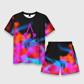 Мужской костюм с шортами 3D с принтом Assassins Creed mirage neon gradient в Курске,  |  | 