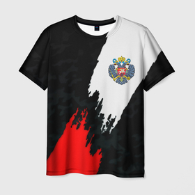 Мужская футболка 3D с принтом Россия спортивная страна , 100% полиэфир | прямой крой, круглый вырез горловины, длина до линии бедер | 
