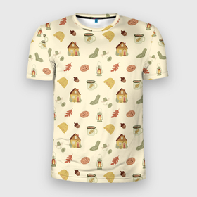 Мужская футболка 3D Slim с принтом Осенняя атмосфера уюта в Тюмени, 100% полиэстер с улучшенными характеристиками | приталенный силуэт, круглая горловина, широкие плечи, сужается к линии бедра | Тематика изображения на принте: 
