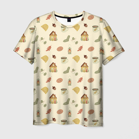 Мужская футболка 3D с принтом Осенняя атмосфера уюта в Тюмени, 100% полиэфир | прямой крой, круглый вырез горловины, длина до линии бедер | Тематика изображения на принте: 