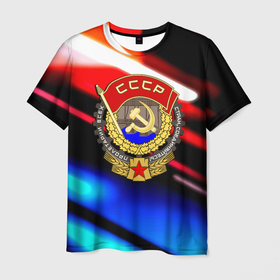Мужская футболка 3D с принтом СССР страна герб , 100% полиэфир | прямой крой, круглый вырез горловины, длина до линии бедер | 