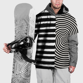 Накидка на куртку 3D с принтом Черные полосы абстракция и оптическая иллюзия в Екатеринбурге, 100% полиэстер |  | 
