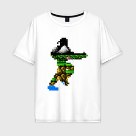 Мужская футболка хлопок Oversize с принтом Contra pixel nes game в Петрозаводске, 100% хлопок | свободный крой, круглый ворот, “спинка” длиннее передней части | Тематика изображения на принте: 