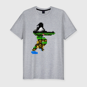 Мужская футболка хлопок Slim с принтом Contra pixel nes game , 92% хлопок, 8% лайкра | приталенный силуэт, круглый вырез ворота, длина до линии бедра, короткий рукав | 