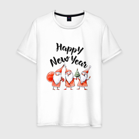 Мужская футболка хлопок с принтом Счастливого нового года в Белгороде, 100% хлопок | прямой крой, круглый вырез горловины, длина до линии бедер, слегка спущенное плечо. | 