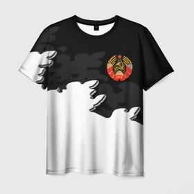Мужская футболка 3D с принтом СССР чернобелый стиль в Белгороде, 100% полиэфир | прямой крой, круглый вырез горловины, длина до линии бедер | 