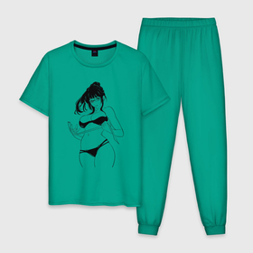 Мужская пижама хлопок с принтом Маки Зенин    Jujutsu kaisen в Курске, 100% хлопок | брюки и футболка прямого кроя, без карманов, на брюках мягкая резинка на поясе и по низу штанин
 | 