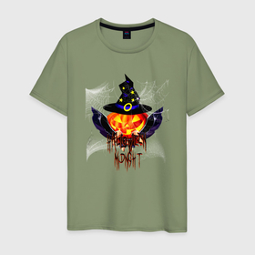 Мужская футболка хлопок с принтом Scary looking pumpkin with big swords в Кировске, 100% хлопок | прямой крой, круглый вырез горловины, длина до линии бедер, слегка спущенное плечо. | 