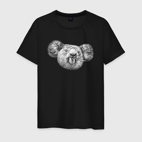 Мужская футболка хлопок с принтом Голова полненькой коалы в Екатеринбурге, 100% хлопок | прямой крой, круглый вырез горловины, длина до линии бедер, слегка спущенное плечо. | 