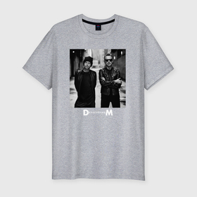 Мужская футболка хлопок Slim с принтом Depeche Mode   Dave Gahan and Martin Gore bw в Петрозаводске, 92% хлопок, 8% лайкра | приталенный силуэт, круглый вырез ворота, длина до линии бедра, короткий рукав | Тематика изображения на принте: 