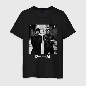Мужская футболка хлопок с принтом Depeche Mode   Dave Gahan and Martin Gore bw в Петрозаводске, 100% хлопок | прямой крой, круглый вырез горловины, длина до линии бедер, слегка спущенное плечо. | Тематика изображения на принте: 