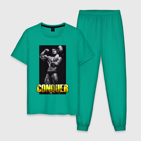 Мужская пижама хлопок с принтом Schwarzenegger   olimpia , 100% хлопок | брюки и футболка прямого кроя, без карманов, на брюках мягкая резинка на поясе и по низу штанин
 | 