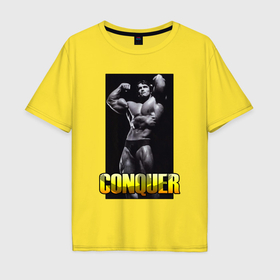 Мужская футболка хлопок Oversize с принтом Schwarzenegger   olimpia , 100% хлопок | свободный крой, круглый ворот, “спинка” длиннее передней части | 