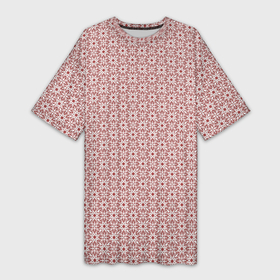 Платье-футболка 3D с принтом Паттерн цветочные узоры бледно красный в Тюмени,  |  | 