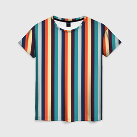 Женская футболка 3D с принтом Гармоничный полосатый в Санкт-Петербурге, 100% полиэфир ( синтетическое хлопкоподобное полотно) | прямой крой, круглый вырез горловины, длина до линии бедер | 